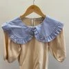 Wanderlust By Abby Beige Oversized Ruffled Collar Knit Top
