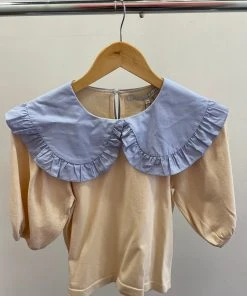 Wanderlust By Abby Beige Oversized Ruffled Collar Knit Top