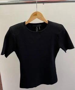 Wanderlust By Abby NEW Black Shoulder Pad Knit Top