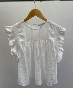 Wanderlust By Abby White Ruffle Detail Top NEW