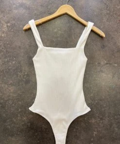 Wanderlust By Abby NEW Knit Rib Square Neckline Cami Bodysuit