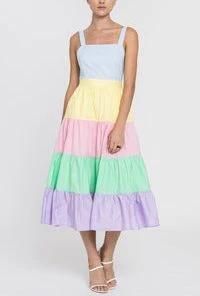 Wanderlust By Abby Pastel Colorblock Dress NEW