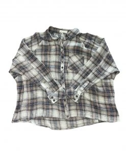 Wanderlust By Abby Taupe Navy Flannel NEW