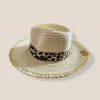 Wanderlust By Abby Leopard Trim Straw Hat ACCESSORIES