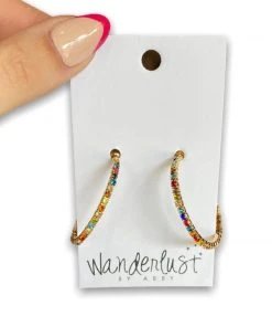 Wanderlust By Abby NEW Bedazzled Rainbow Hoops