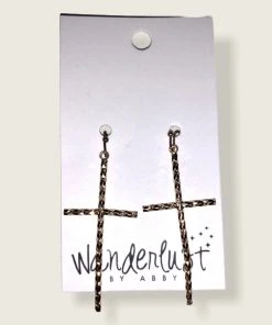 Wanderlust By Abby NEW Gold Cross Dangle Earrings