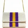 Wanderlust By Abby NEW Purple And Gold Stripe Beaded Bag