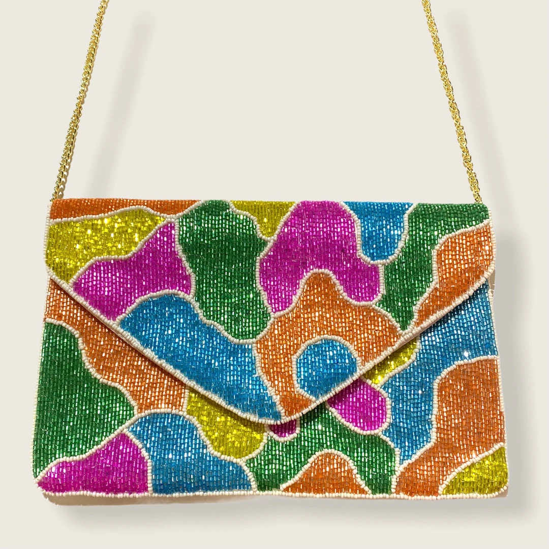 Wanderlust By Abby Multicolor Camo Beaded Purse NEW 3 Wanderlust By Abby Multicolor Camo Beaded Purse NEW