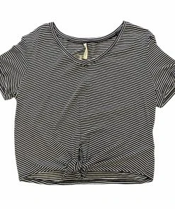 Wanderlust By Abby Tied Front Striped Tee