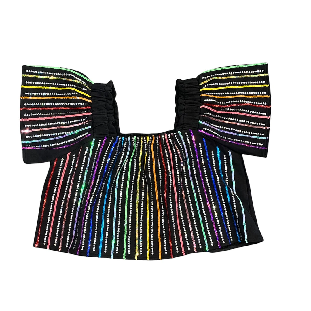 Queen Of Sparkles QOS Rhinestone Sweatshirt Flutter Top 3 Queen Of Sparkles QOS Rhinestone Sweatshirt Flutter Top