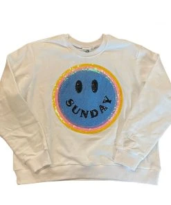 Queen Of Sparkles NEW QOS Sunday Smiley Face Sweater
