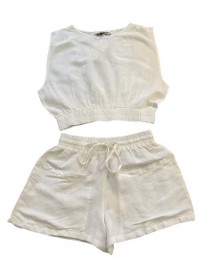 Wanderlust By Abby White Boatneck Crop Top NEW