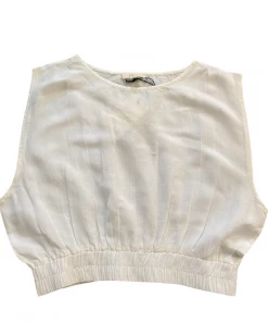 Wanderlust By Abby White Boatneck Crop Top NEW