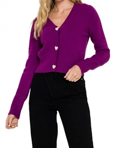 Wanderlust By Abby Heart Button Knit Cardigan