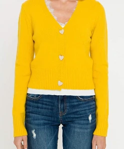 Wanderlust By Abby Heart Button Knit Cardigan