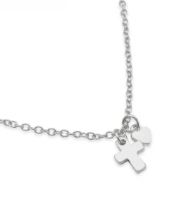 Lucky Feather Cross & Heart Necklace NEW