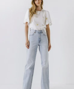 Wanderlust By Abby NEW Embroidery Scallop Edge Top