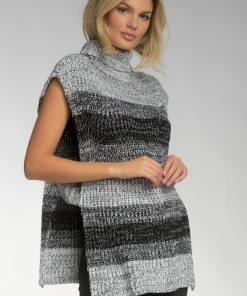 Wanderlust By Abby Sleeveless Black And Gray Sweater NEW