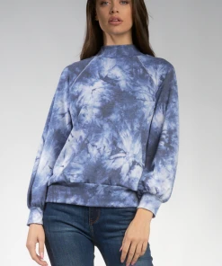 Wanderlust By Abby Blue Tie Dye Crew Sweatshirt NEW