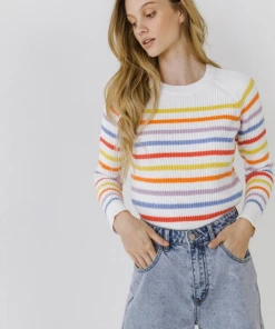 Wanderlust By Abby Multi-Colored Striped Sweater NEW