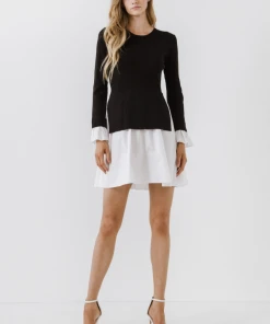 Wanderlust By Abby Poplin Combo Knit Dress