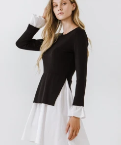 Wanderlust By Abby Poplin Combo Knit Dress