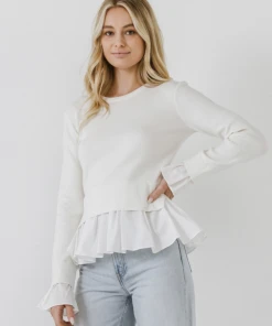 Wanderlust By Abby Mixed Media Long Sleeve Sweater