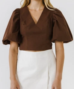 Wanderlust By Abby Exaggerated Sleeve Crop Top NEW