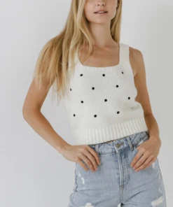 Wanderlust By Abby Dot Sweater Tank Top NEW