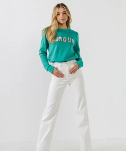 Wanderlust By Abby Amour Bedazzled Sweatshirt NEW