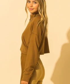 Wanderlust By Abby Mock Neck Oversized Cropped Sweatshirt SALE