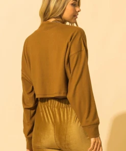 Wanderlust By Abby Mock Neck Oversized Cropped Sweatshirt SALE