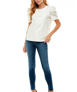 Wanderlust By Abby Pearl Pleather Puff Top