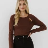Wanderlust By Abby Double Cut-Out Knit Top NEW