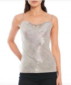Wanderlust By Abby Foil Cowl Neck Cami