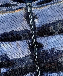 Queen Of Sparkles Black Sequin Poof Puffer Jacket