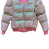Queen Of Sparkles Pink Multi Sequin Poof Puffer Jacket