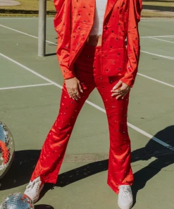 Queen Of Sparkles Red Rhinestone Pants NEW