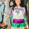 Queen Of Sparkles Queen Of Mardi Sweater NEW