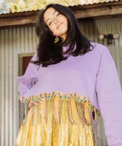 Queen Of Sparkles Mardi Gras Beaded Fringe Mask Sweatshirt