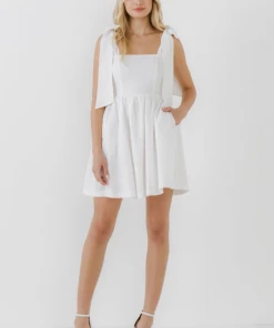 Wanderlust By Abby Bowed Square Neckline Babydoll Dress CLOTHING