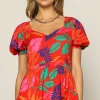 Wanderlust By Abby Tropical Print Peplum Top NEW