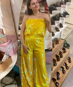 Wanderlust By Abby NEW QOS Rectangle Sequin Pants