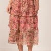 Wanderlust By Abby Chiffon Pink Palm Maxi Skirt NEW