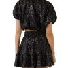 Wanderlust By Abby NEW Black Sequin Cropped Puff Top