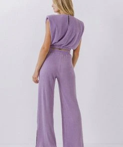 Wanderlust By Abby Pleated Shoulder Pad Top