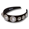 Wanderlust By Abby Black Velvet Headband With Pearls NEW