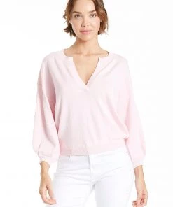 Wanderlust By Abby IDA HENLEY SWEATER PINK