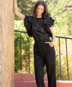 Wanderlust By Abby Leather Flutter Sleeve Top CLOTHING