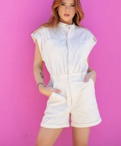 Wanderlust By Abby Button Up Short Sleeve Romper NEW
